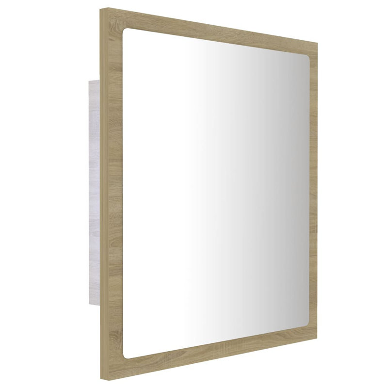 Engineered Wood Flat Wall Mirror, Sonoma Oak, 14.6" x 15.7"