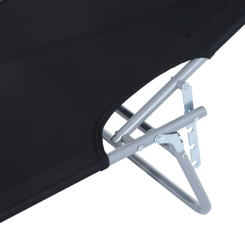 Chaise longue d'extérieur avec structure stable et parasol amovible - fabrication noire