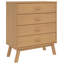 Commode haute 4 tiroirs, structure en bois de pin massif brun, 30 po