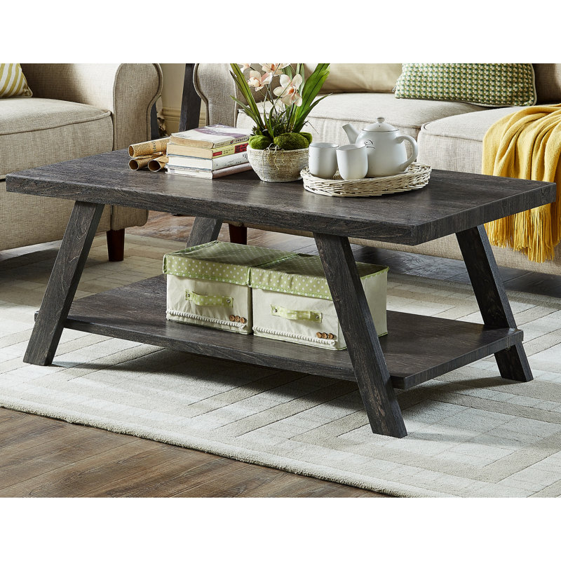 Table basse moderne avec finition gris anthracite et capacité de rangement supplémentaire en bois, Gris anthracite
