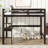Twin High Loft Bed, Rubber Wood Loft Bed with Safety Guardrail, built-in desk
