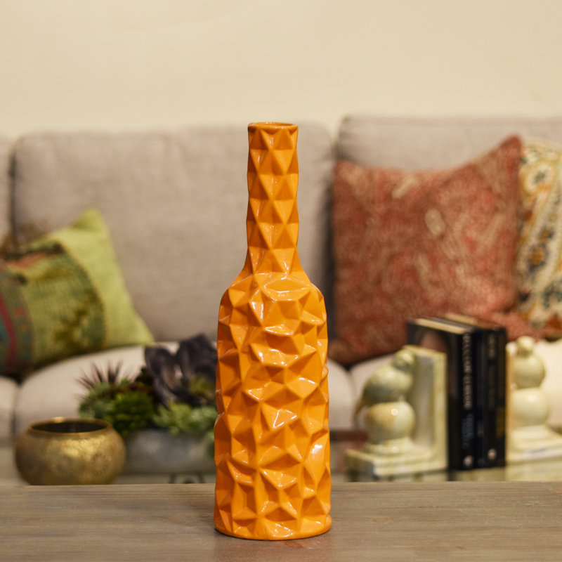 Gore Ceramic Table Vase, Orange, 15.5" H x 4.5" W 4.5" D