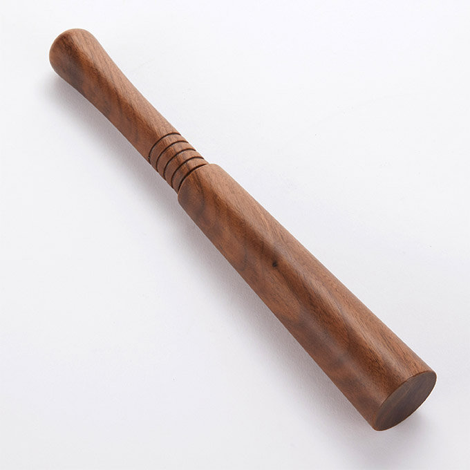 10" Maple Wood Muddler with Ridges and Rounded Edges