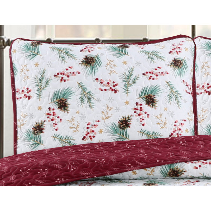 Gardener Polyester Floral Quilt, Queen Quilt + 2 Shams