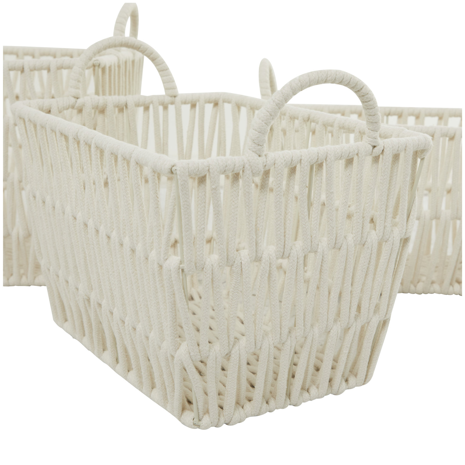 Handmade Metal Decorative Basket - Set of 3, 12.30" H x 16.25" W x 11.70" D