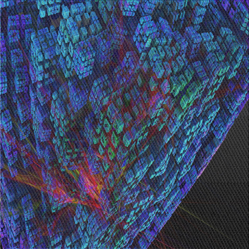 Tapis à tisser bleu/rose/noir, Carré 7 pi