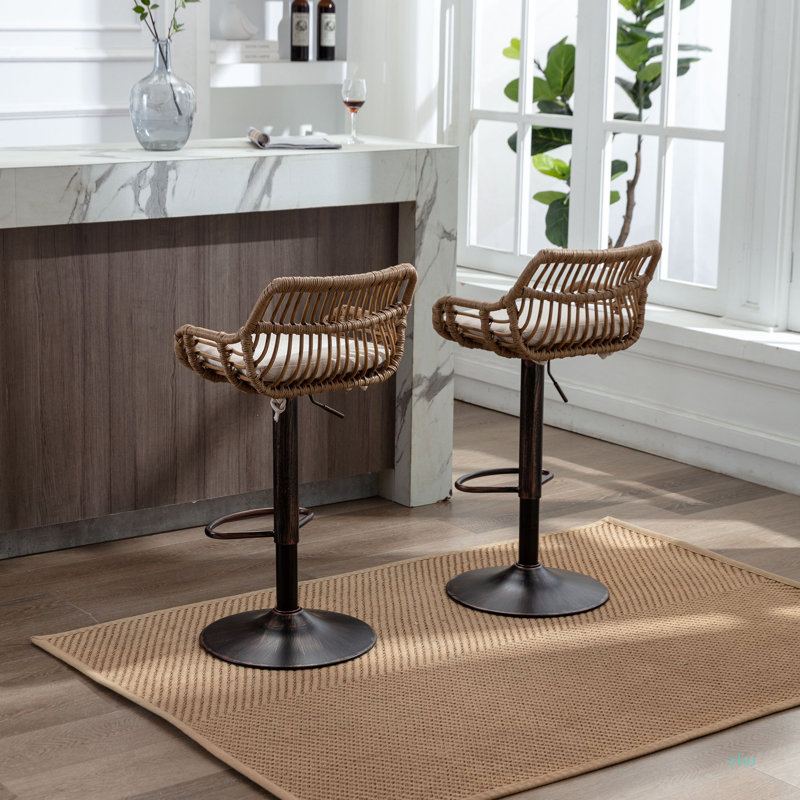 Ensemble de 2 tabourets de bar modernes pivotants avec repose-pieds réglables pour la cuisine et la salle à manger