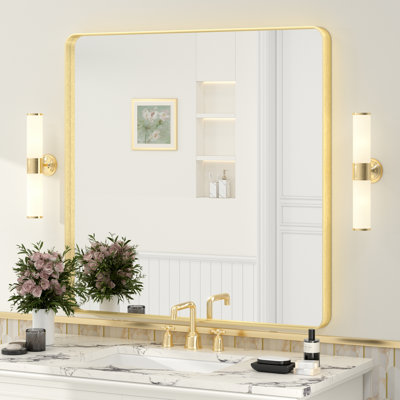 Molly Tempered Glass and Metal Framed French Cleat Mounted Wall Bathroom / Vanity Mirror