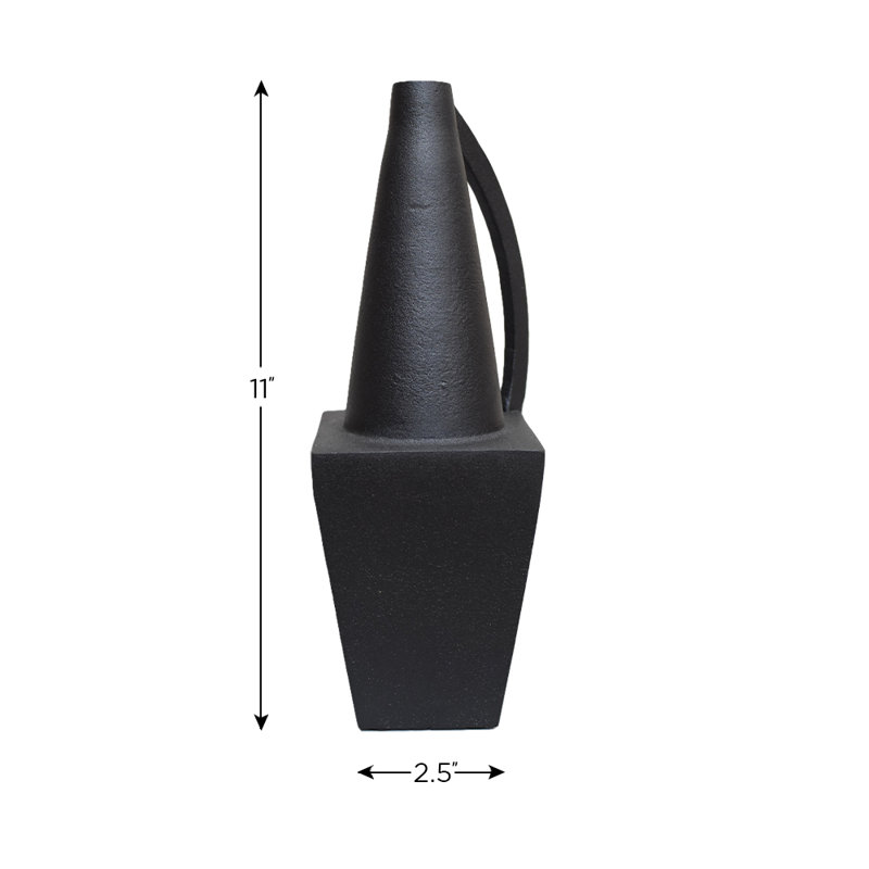 Vase de table en métal Alyha, H 11 po x l 2,5 po x P 2,5 po, Noir