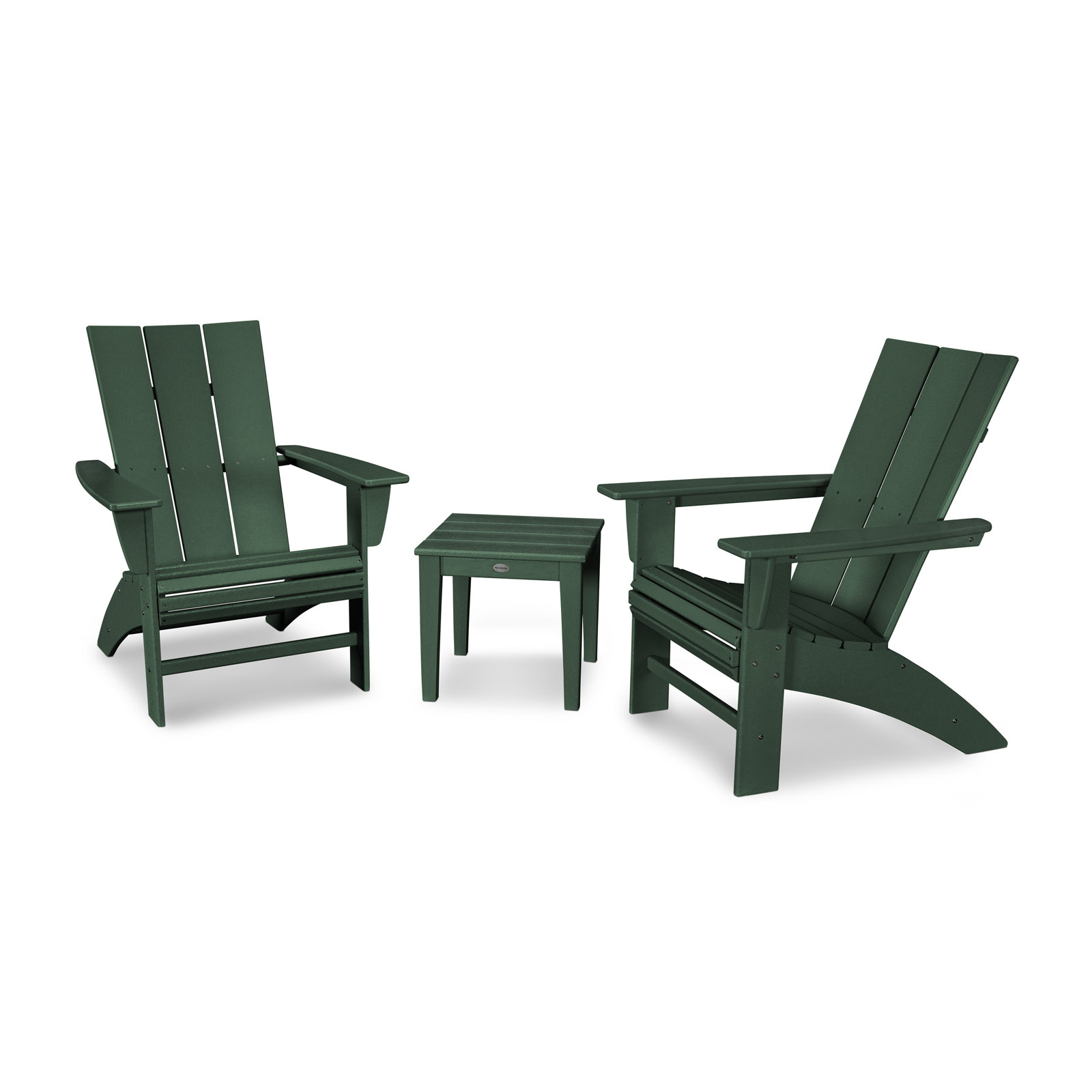 POLYWOOD Modern 3-Piece Curveback  Adirondack Set, Green