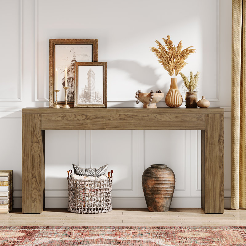 59-Inch Console Table, Wooden Rectangular Sofa Table Behind The Couch
