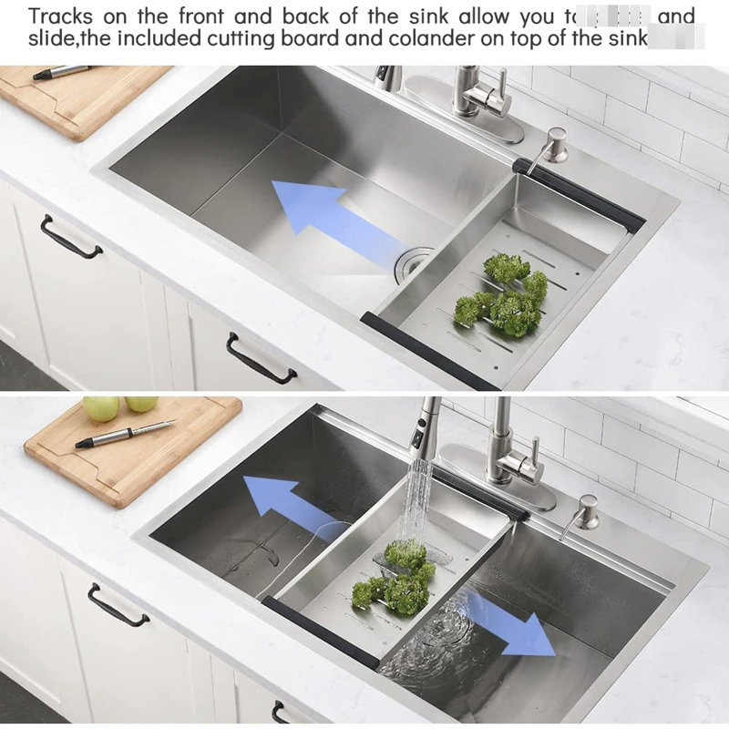 30" 2 Single Bowl Drop-In Sink, Stainless Steel With Bottom Grid, Basket Strainer And Rustproof Quality 30 Inch Kitchen Construction