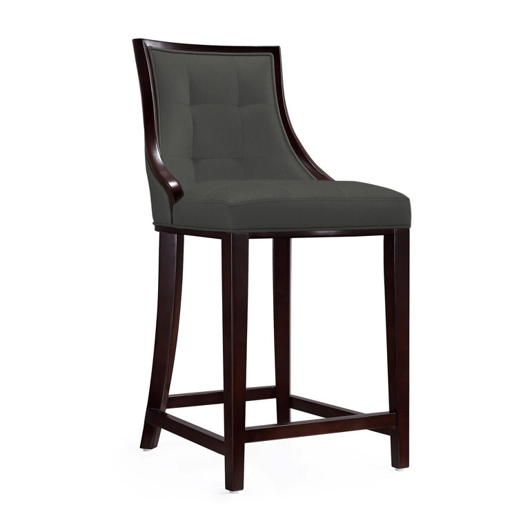 Upholstered Counter Stool with Solid Wood Frame