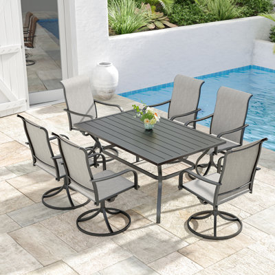 6 - Person Rectangular Steel Outdoor Dining Set