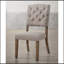 Ensemble de 2 chaises d'appoint à dossier capitonné beige et chêne vieilli