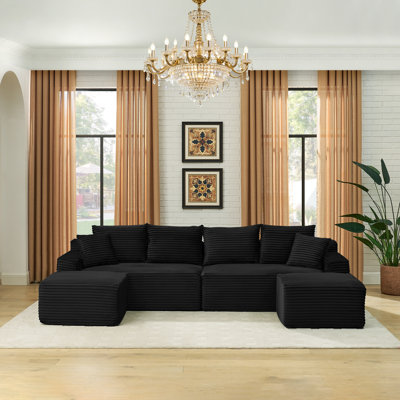 Boneless 115" Wide Modular Corduroy Sectional No Assembly