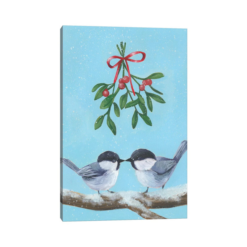 «Chickadee Christmas I 2-Up» par Grace Popp - reproduction, Toile tendue, Pas de tapis, H 18 po x l 12 po x 1,5 po