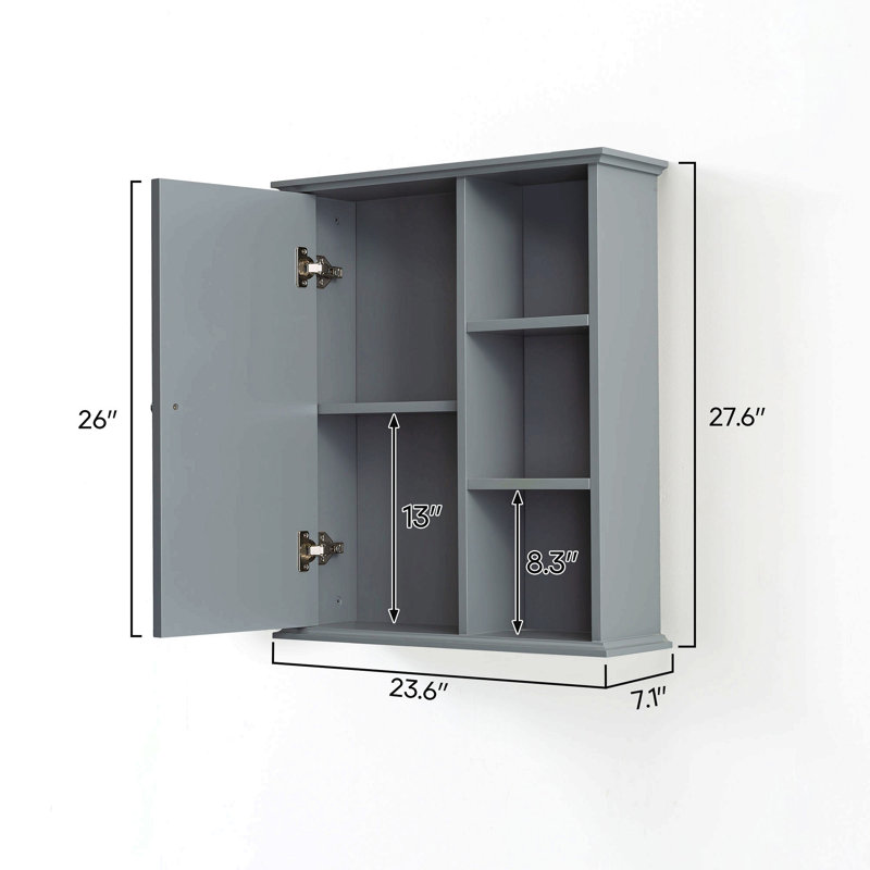 Armoire de rangement murale surélevée au-dessus de la toilette Armoire de rangement murale Armoires à pharmacie en bois, Gris