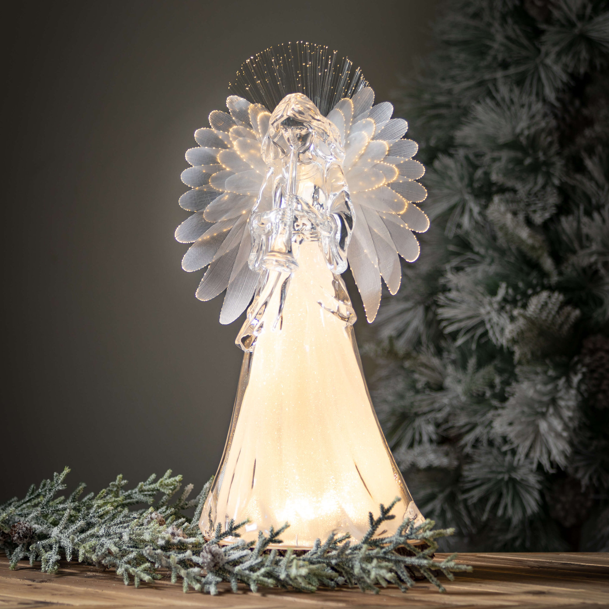 20.5" Christmas Lighted Angel Figurine, Clear