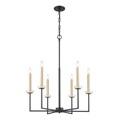 Lustre 6 lumières Parrish noir mat + or Mordern