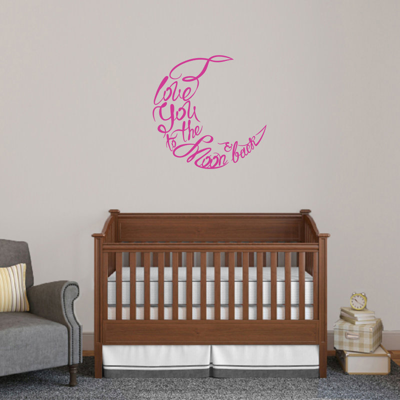 Adhésif décoratif I Love You to the Moon and Back, Rose vif