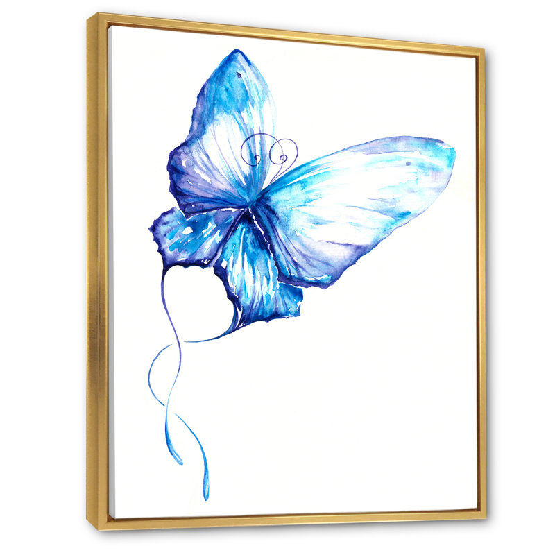 Papillon bleu avec ailes transparentes - reproduction d'art sur toile traditionnelle, H 32 po x l 16 po x P 1 po