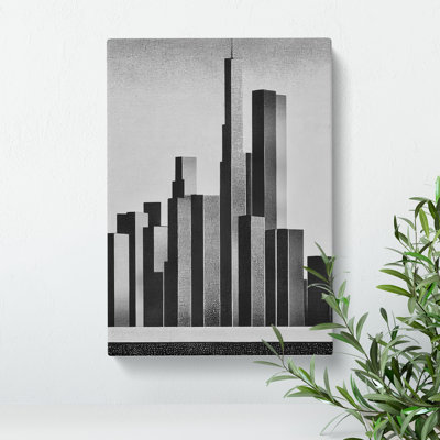 Monochrome City Skyline Abstract No.6 - Wrapped Canvas Print