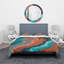 Composition abstraite de marbre en bleu et orange I - ensemble de housse de couette moderne - microfibre de polyester-66392431