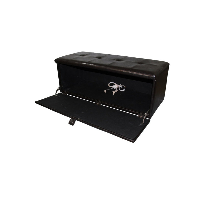 Luxueux banc de rangement rembourré en cuir, un ajout élégant et fonctionnel à n'importe quelle pièce.