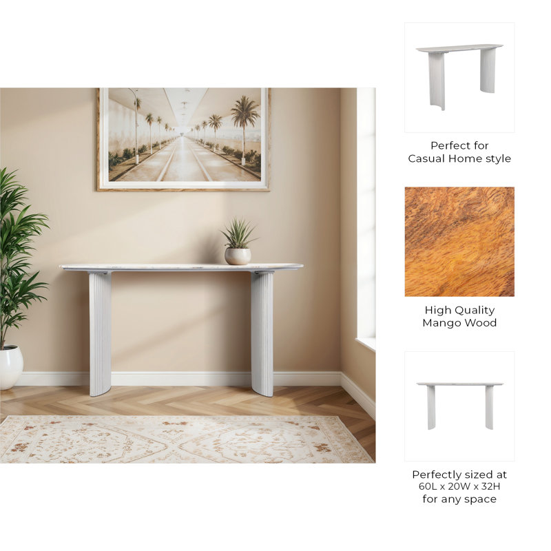 Sagebrook Home 60" Catalina Travertine & Fluted Wood Console Table