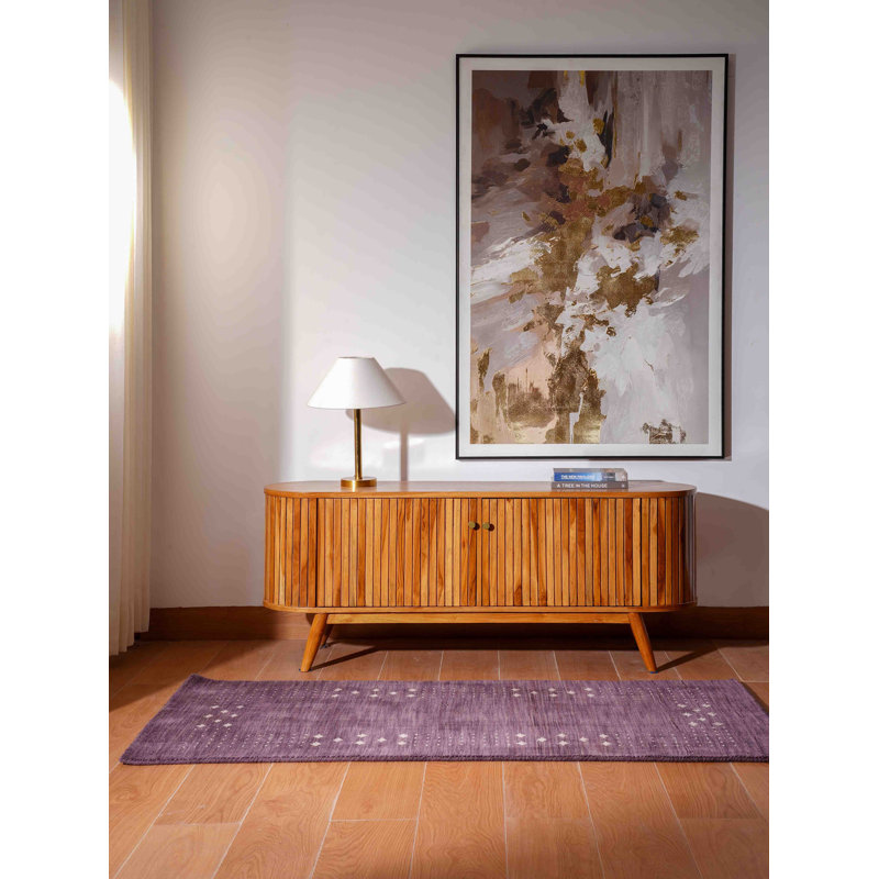 Tapis en laine tissée à la main Anley - Conception contemporaine et moderne, Light Blue, Tapis de couloir 2 pi 6 po x 10 pi