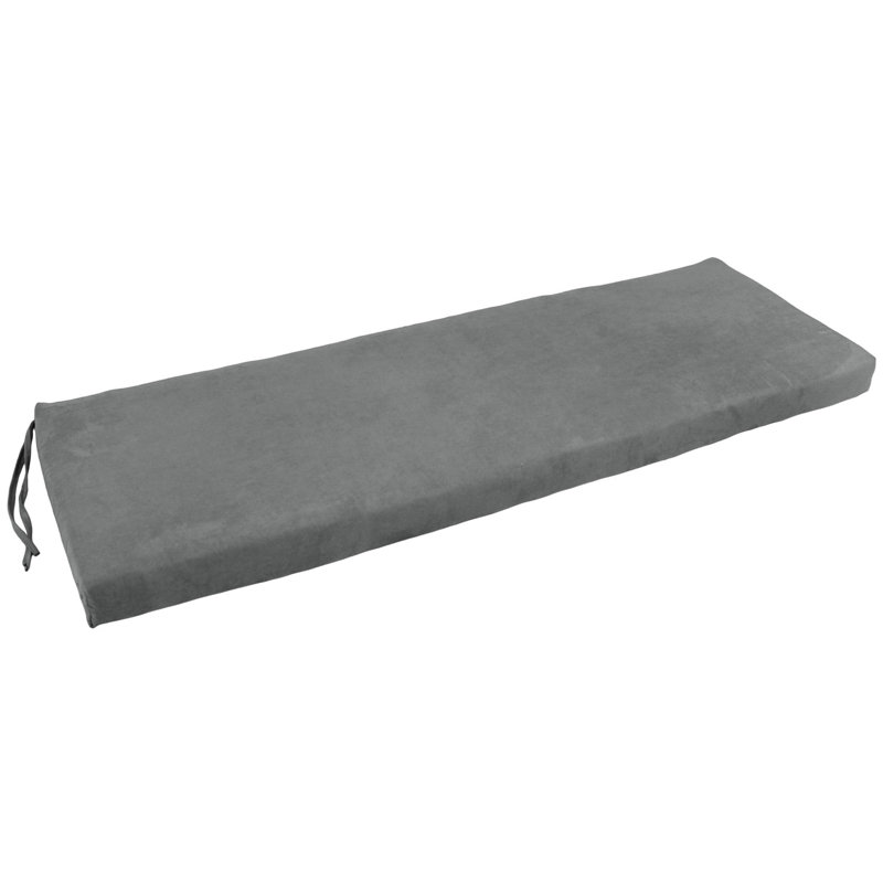 Coussin de banc d'intérieur en micro-suède, gris, l 48 po x P 19 po