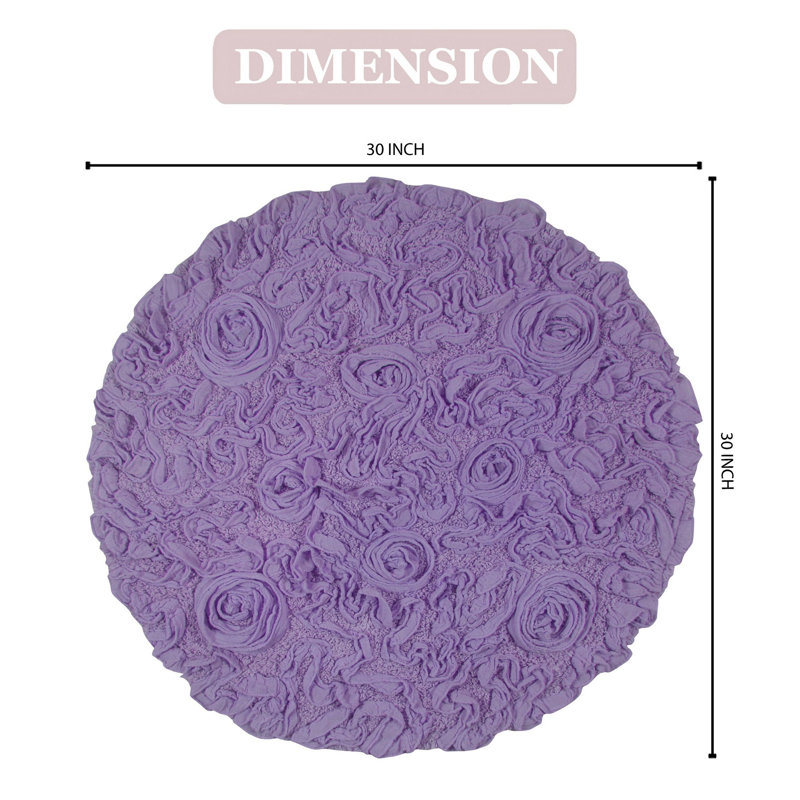 Taki Cotton Round Bath Rug, 30" Round, Purple