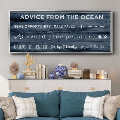 Navy Ocean- Framed Canvas