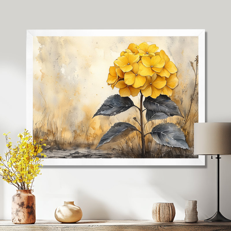 Jaal - Floral Large Wall Art, Impression d'un seul cadre photo, H 34 po x l 44 po, Blanc