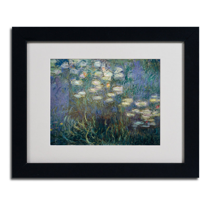 «Water Lilies 1840-1926» par Claude Monet - reproduction d'art sur toile, H 11 po x l 14 po x P 0,5 po, Noir