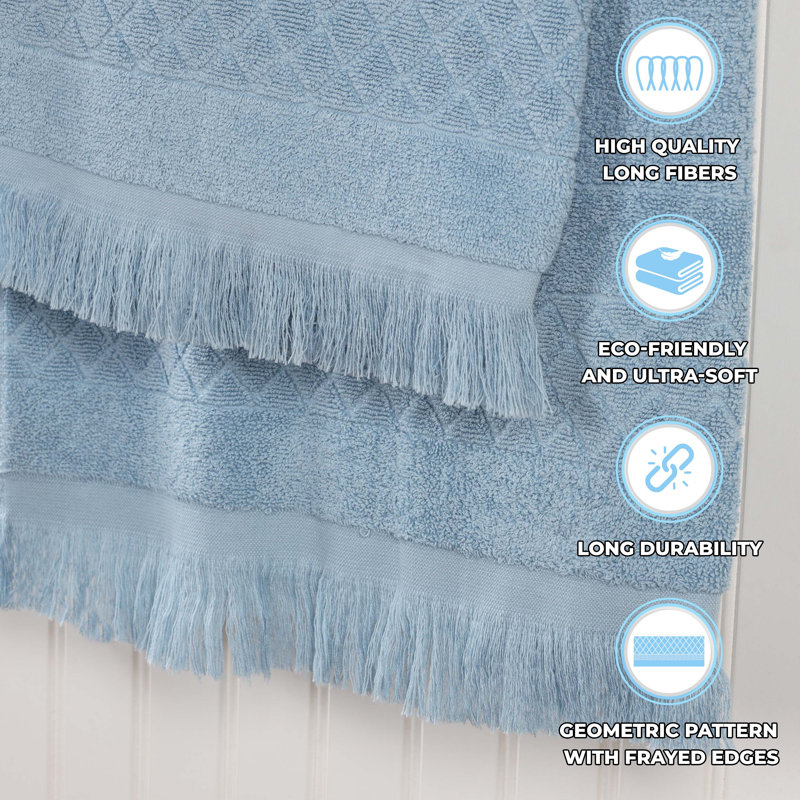 Essuie-mains à motif géométrique Blue Nile Mills, lot de 6, Bleu