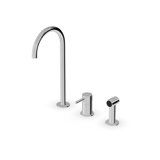 Zucchetti Pan S Deck Mount Three-Hole One Handle Kitchen Faucet with 7-1/8'' Spout Reach, Swivel Spout and Side Spray