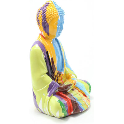 Colorful Shakyamuni Meditating Buddha Feng Shui Figurines Peace Luck Prosperity Statues 10"(H)