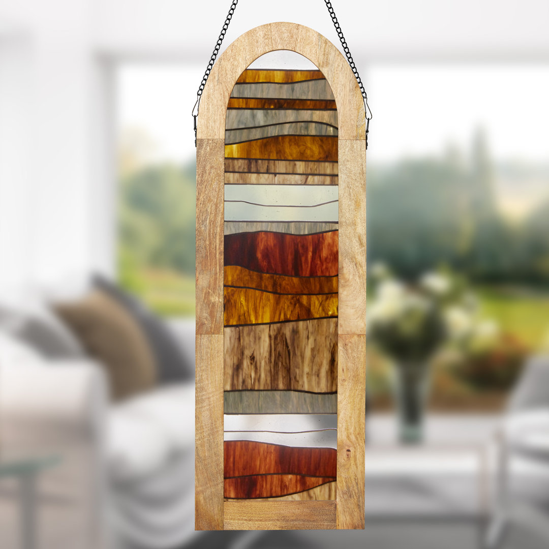 36"H Oversized Geometric Stained Glass Window Panel Foundry Select 