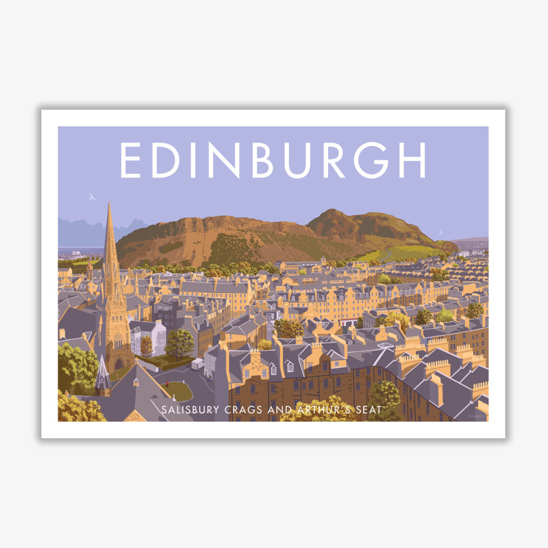 Arthur's Seat Edinburgh - Print, 40cm H x 50cm W x 1cm D, No Framed