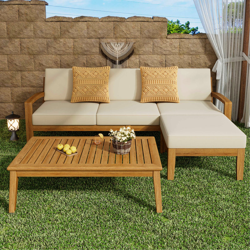 Patio en L en bois avec protection contre les intempéries