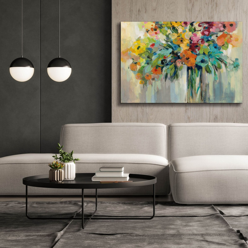 «Nuage de fleurs» épique Graffiti par Silvia Vassileva, art mural sur toile, 60 po x 40 po, H 40 po x l 60 po