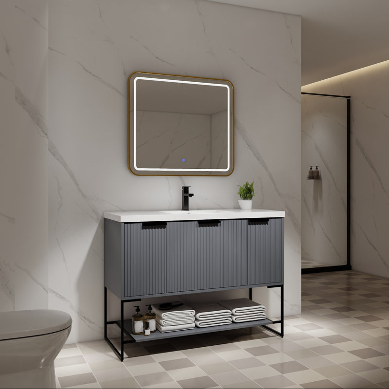 Meuble-lavabo simple 63 po avec plateau en céramique