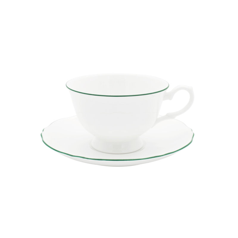 Amelie Bone China Teacup, Forest Green