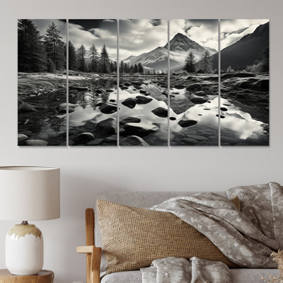 Canadablack And White Mountain Reflections II Cities & Countries Wall Decor on Metal