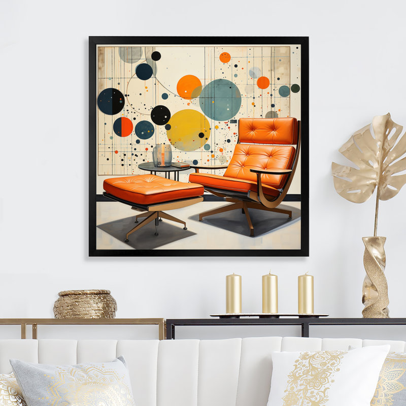 Corail Mid Century Eames Elegance - reproduction sur toile, H 24 po x l 24 po x P 1 po, Cadre photo noir