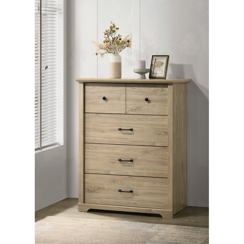 Commode 6 tiroirs au fini chêne clair