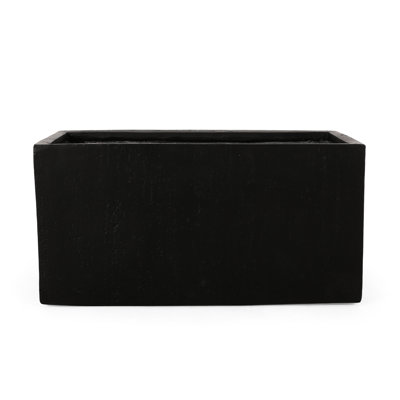 Large Planter 35''L Outdoor - Lightweight Concrete, Strong & , Decorates Patio Garden, Black, No Assembly For Structure, Enhances
