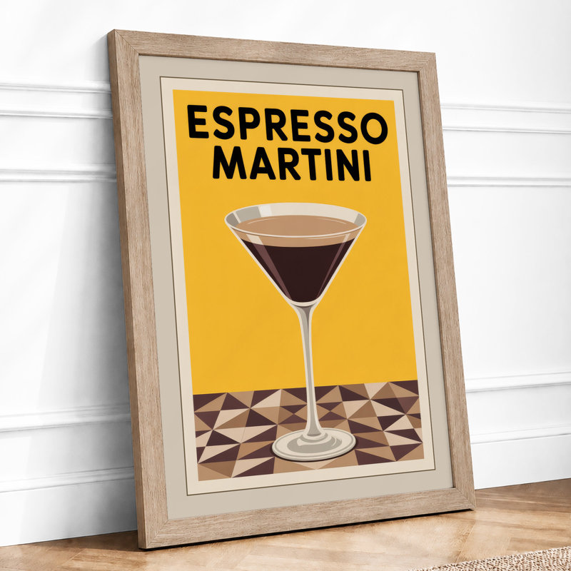 Espresso Martini Retro - Framed Print, A4 - 29.7 x 21.0 cm, Oak
